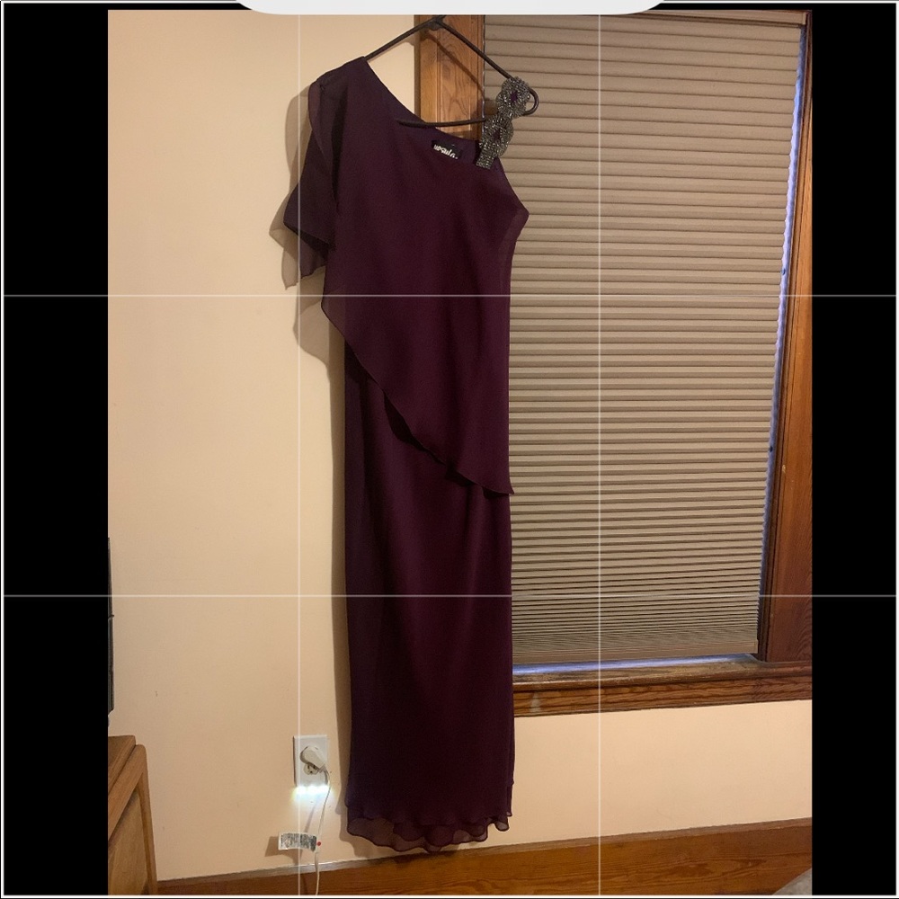 Eggplant colored dress beaded strap detail